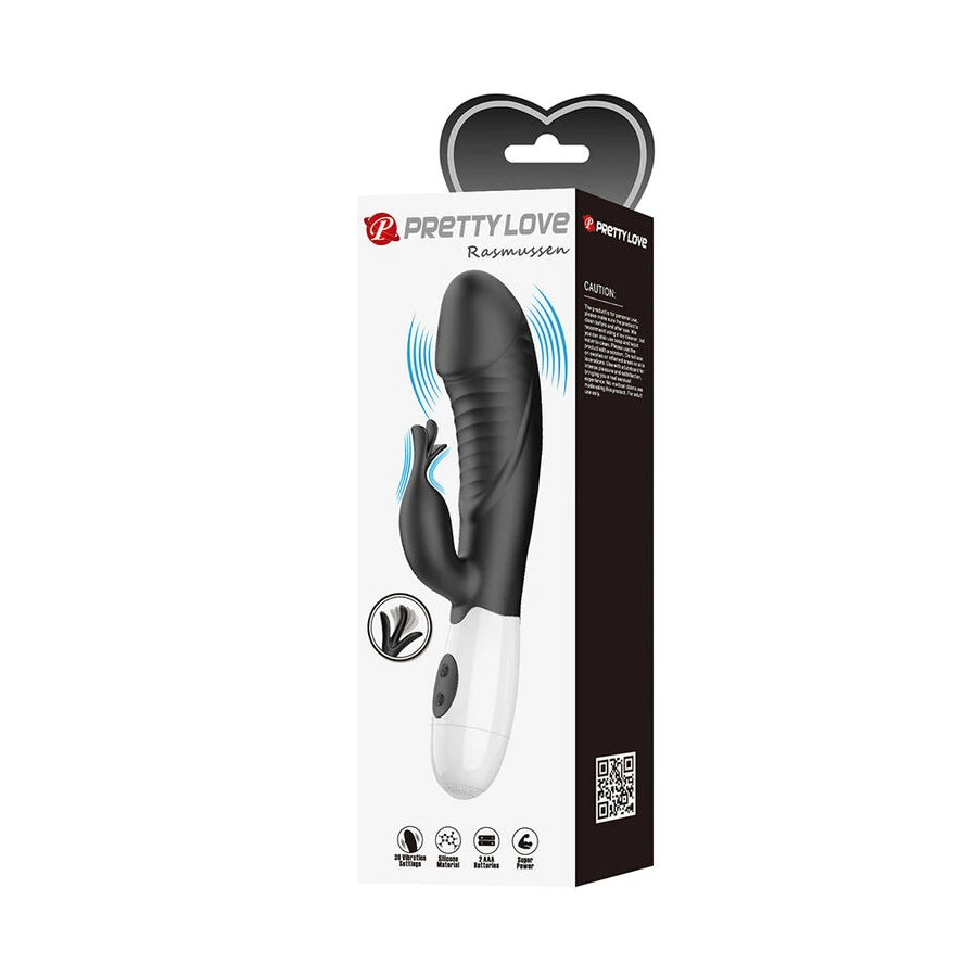 PRETTY LOVE - VIBRATORE A CONIGLIO RASMUSSEN 30 FUNZIONI NERO